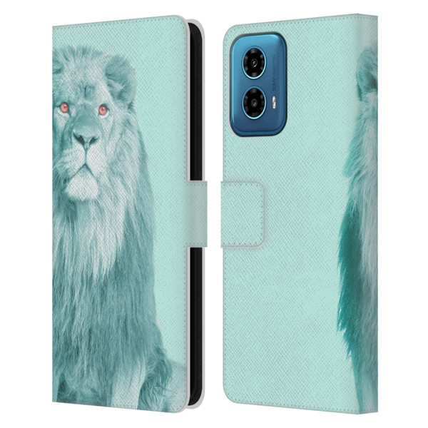 Mark Ashkenazi Pastel Potraits Lion Leather Book Wallet Case Cover For Motorola Moto G34 5G