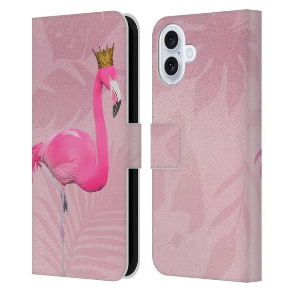 LebensArt Assorted Designs Flamingo King Leather Book Wallet Case Cover For Apple iPhone 16 Plus