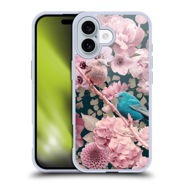 LebensArt Birds And Floral Sparrows In Pink Soft Gel Case for Apple iPhone 16