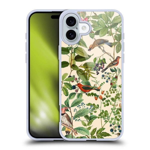 LebensArt Birds And Floral Berries Soft Gel Case for Apple iPhone 16 Plus