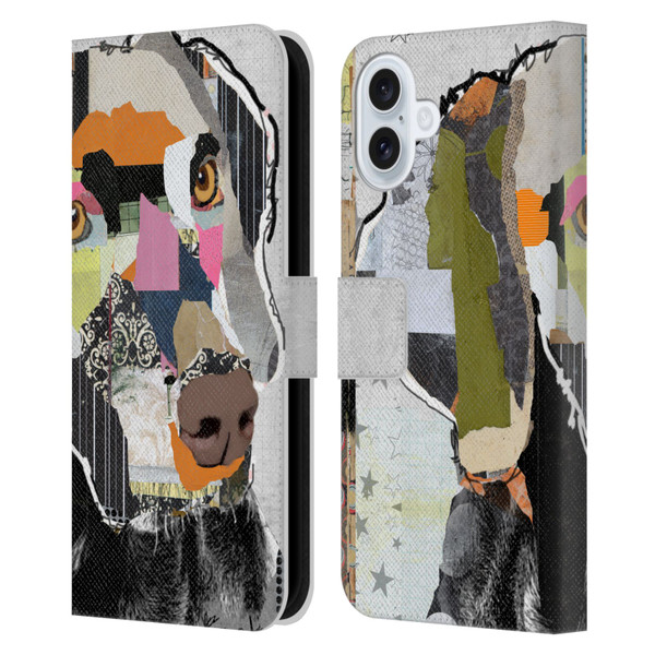 Michel Keck Dogs 2 Weimaraner Leather Book Wallet Case Cover For Apple iPhone 16 Plus