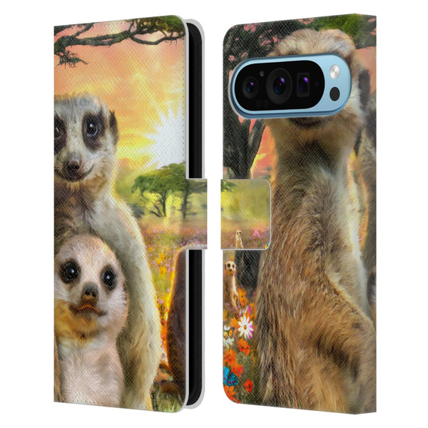 Aimee Stewart Animals Meerkats Leather Book Wallet Case Cover For Google Pixel 9 / Pixel 9 Pro