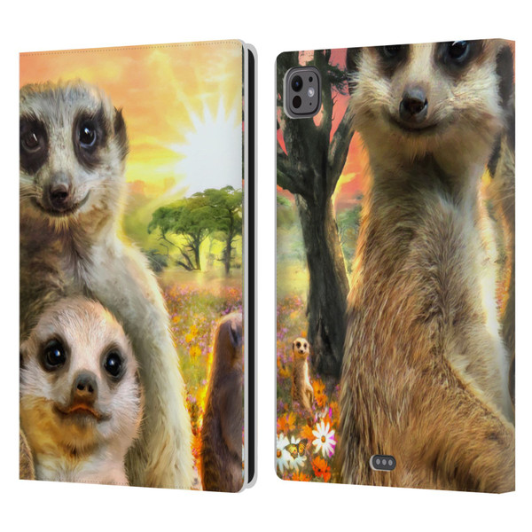 Aimee Stewart Animals Meerkats Leather Book Wallet Case Cover For Apple iPad Pro 11 M4 2024