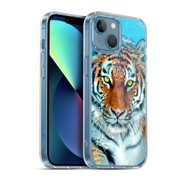 Aimee Stewart Animals Yellow Tiger Soft Gel Case for Apple iPhone 13 Mini & MagSafe