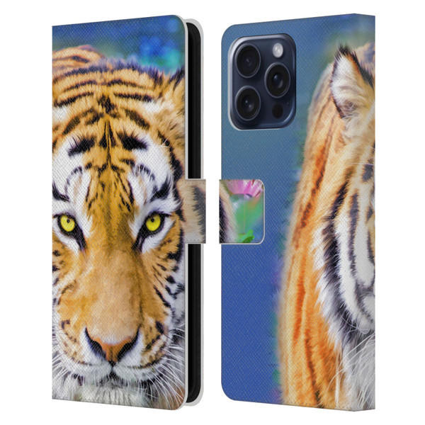 Aimee Stewart Animals Tiger Lily Leather Book Wallet Case Cover For Apple iPhone 16 Pro Max