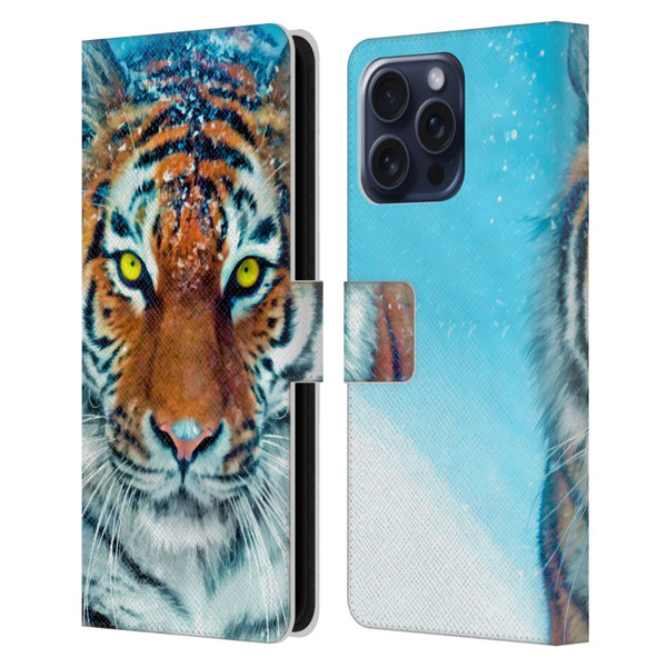 Aimee Stewart Animals Yellow Tiger Leather Book Wallet Case Cover For Apple iPhone 16 Pro Max