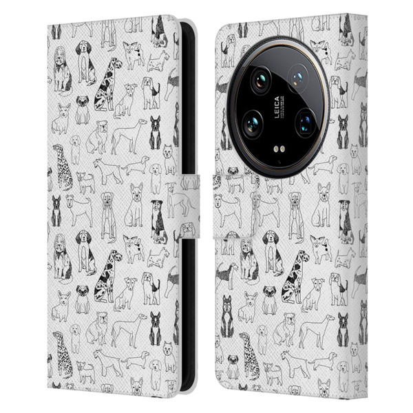 Andrea Lauren Design Animals Canine Line Leather Book Wallet Case Cover For Xiaomi 14 Ultra