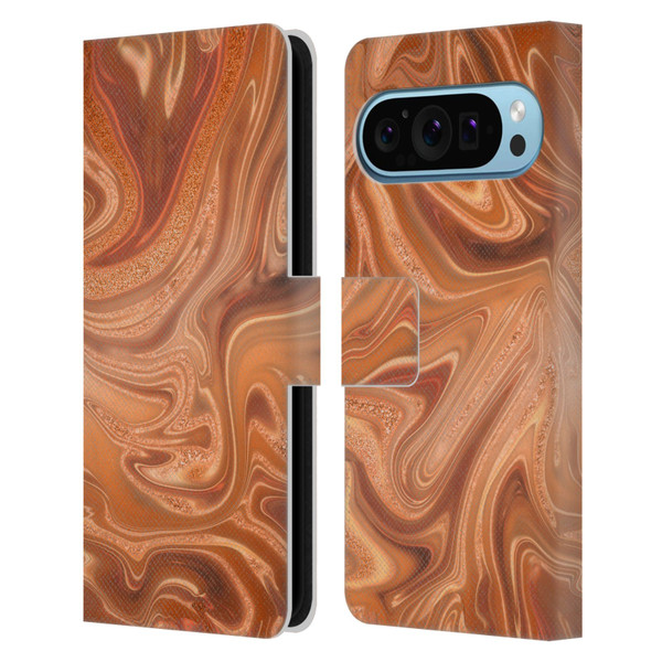 LebensArt Concretes Shiny Copper Leather Book Wallet Case Cover For Google Pixel 9 / Pixel 9 Pro