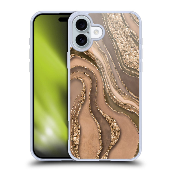 LebensArt Glamour Patterns Crystal Marble Amber Soft Gel Case for Apple iPhone 16 Plus