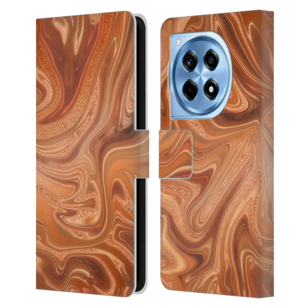 LebensArt Concretes Shiny Copper Leather Book Wallet Case Cover For OnePlus 12R