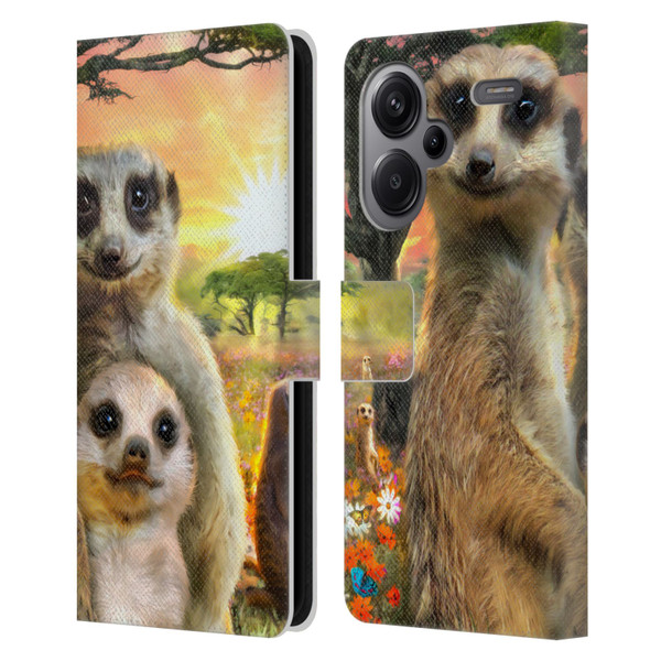 Aimee Stewart Animals Meerkats Leather Book Wallet Case Cover For Xiaomi Redmi Note 13 Pro Plus 5G