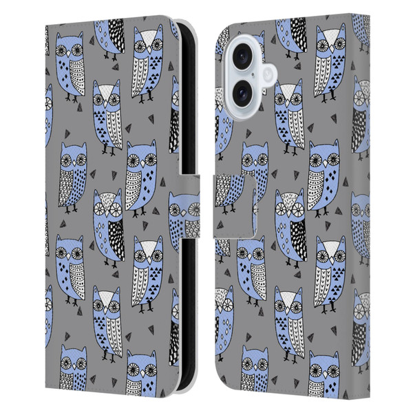 Andrea Lauren Design Birds Owls Leather Book Wallet Case Cover For Apple iPhone 16 Plus