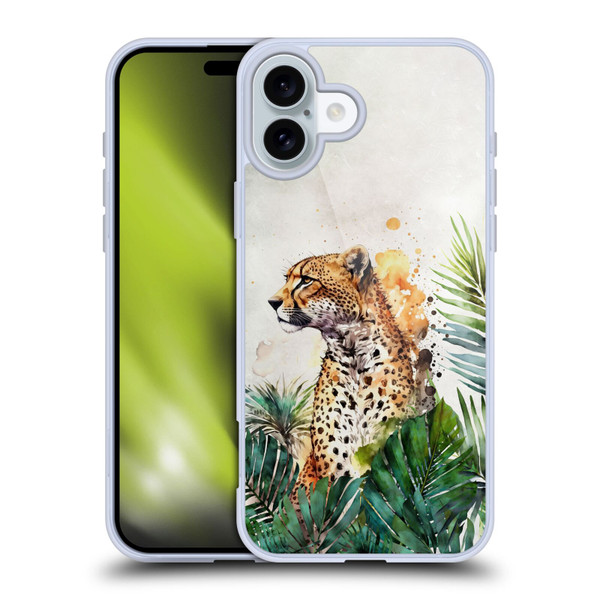 LebensArt Jungle Plants And Animals Cheetah Garden Soft Gel Case for Apple iPhone 16 Plus