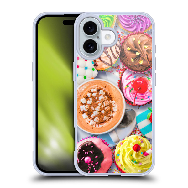 Aimee Stewart Colourful Sweets Cupcakes And Cocoa Soft Gel Case for Apple iPhone 16