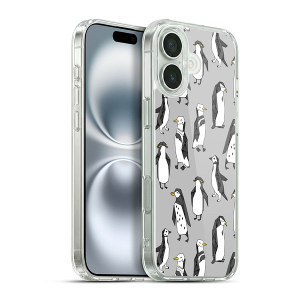 Andrea Lauren Design Birds Gray Penguins Soft Gel Case for Apple iPhone 16 Plus & MagSafe