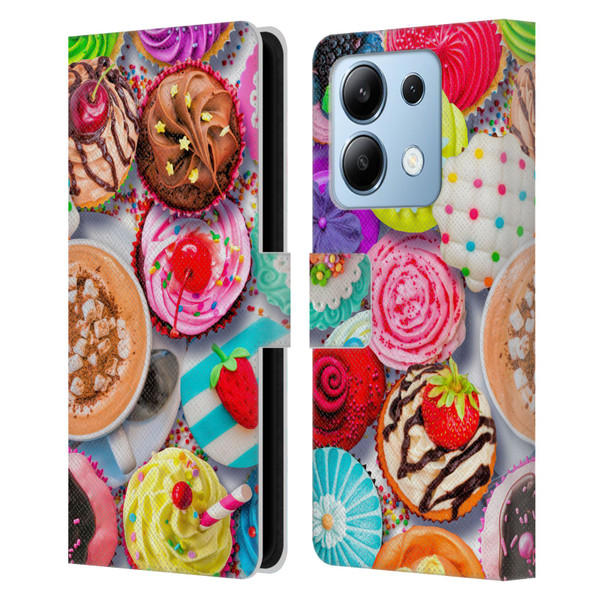 Aimee Stewart Colourful Sweets Cupcakes And Cocoa Leather Book Wallet Case Cover For Xiaomi Redmi Note 13/13 Pro 5G