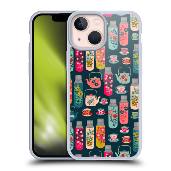 Andrea Lauren Design Food Pattern Jars & Teacups Soft Gel Case for Apple iPhone 13 Mini