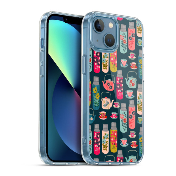 Andrea Lauren Design Food Pattern Jars & Teacups Soft Gel Case for Apple iPhone 13 Mini & MagSafe