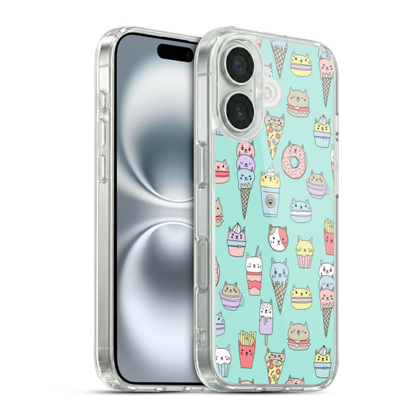 Andrea Lauren Design Food Pattern Catfood Soft Gel Case for Apple iPhone 16 & MagSafe