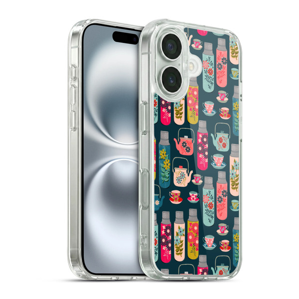 Andrea Lauren Design Food Pattern Jars & Teacups Soft Gel Case for Apple iPhone 16 & MagSafe