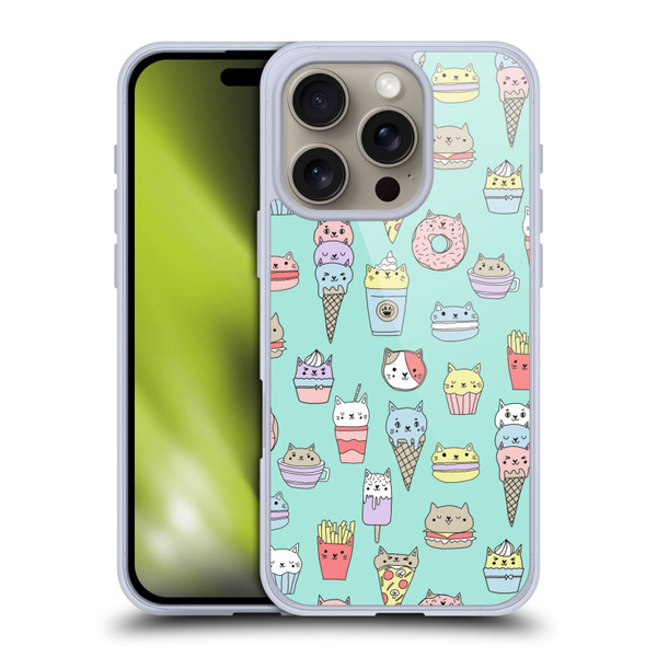 Andrea Lauren Design Food Pattern Catfood Soft Gel Case for Apple iPhone 16 Pro