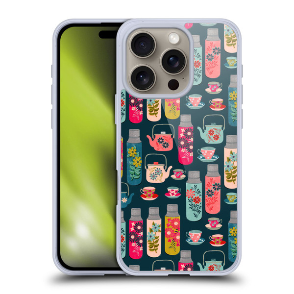 Andrea Lauren Design Food Pattern Jars & Teacups Soft Gel Case for Apple iPhone 16 Pro