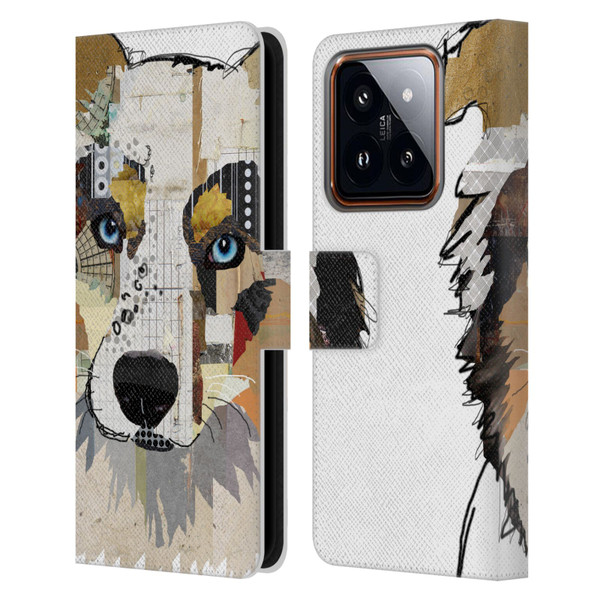 Michel Keck Dogs 3 Australian Shepherd Leather Book Wallet Case Cover For Xiaomi 14