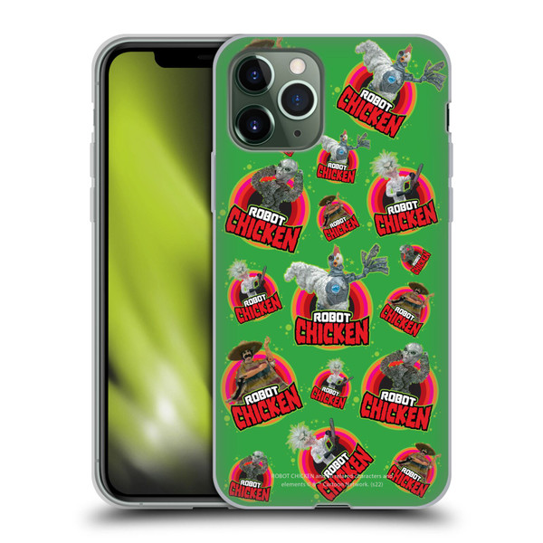 Robot Chicken Graphics Icons Soft Gel Case for Apple iPhone 11 Pro