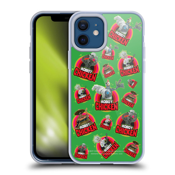 Robot Chicken Graphics Icons Soft Gel Case for Apple iPhone 12 / iPhone 12 Pro