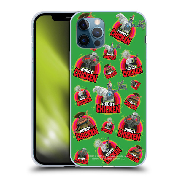 Robot Chicken Graphics Icons Soft Gel Case for Apple iPhone 12 / iPhone 12 Pro