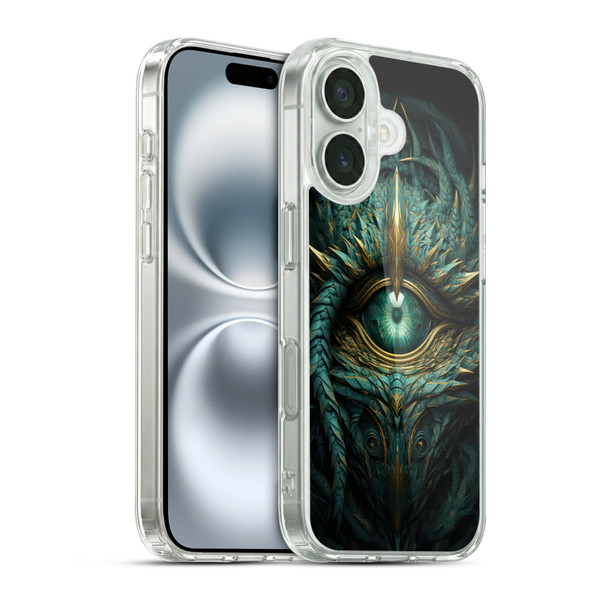 LebensArt Mix Art Teal Green Dragon Eye Soft Gel Case for Apple iPhone 16 & MagSafe
