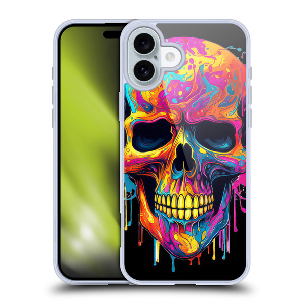 LebensArt Mix Art Rainbow Skull Soft Gel Case for Apple iPhone 16 Plus
