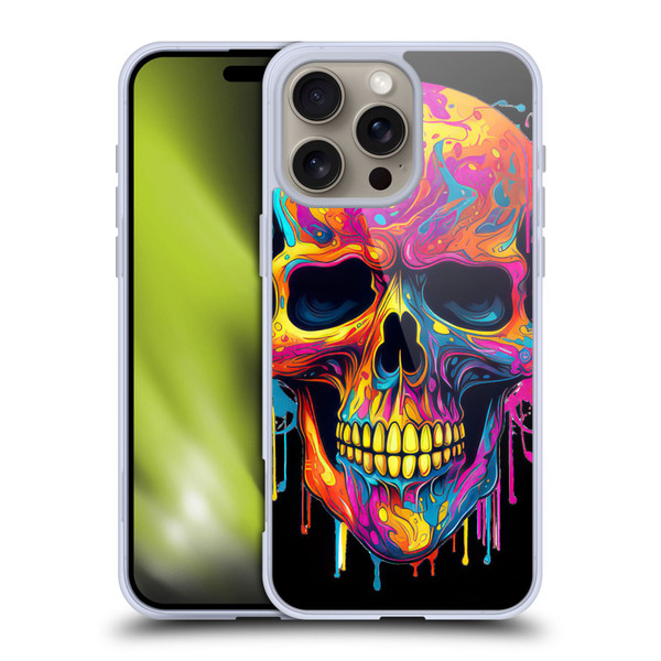 LebensArt Mix Art Rainbow Skull Soft Gel Case for Apple iPhone 16 Pro Max