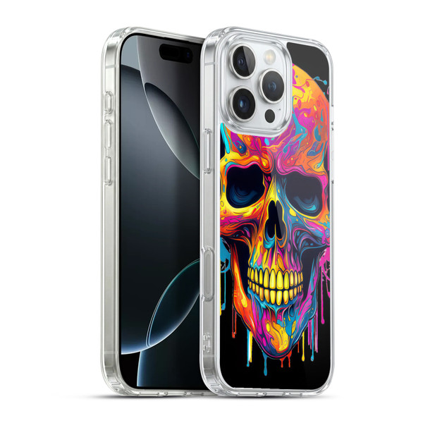 LebensArt Mix Art Rainbow Skull Soft Gel Case for Apple iPhone 16 Pro Max & MagSafe