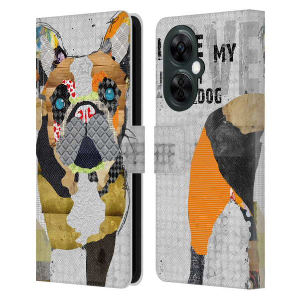 Michel Keck Dogs 4 French Bulldog Leather Book Wallet Case Cover For OnePlus Nord CE 3 Lite 5G