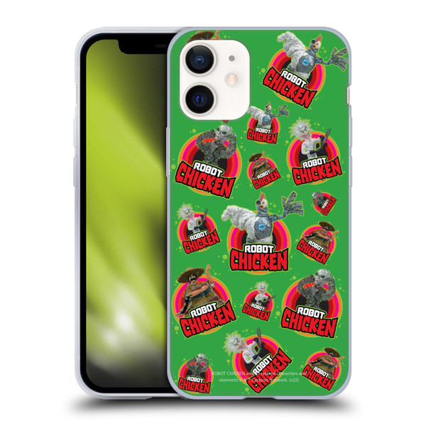 Robot Chicken Graphics Icons Soft Gel Case for Apple iPhone 12 Mini