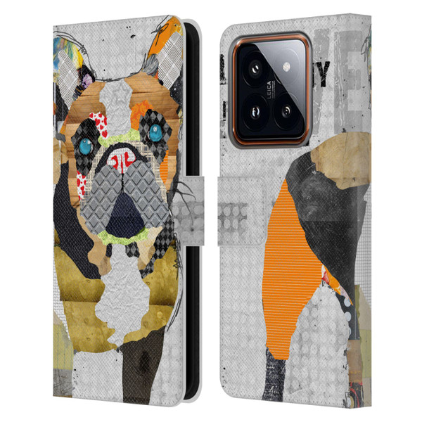 Michel Keck Dogs 4 French Bulldog Leather Book Wallet Case Cover For Xiaomi 14