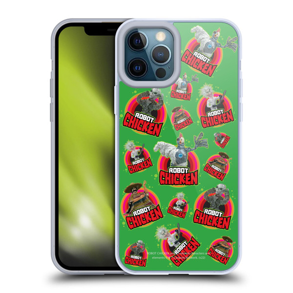 Robot Chicken Graphics Icons Soft Gel Case for Apple iPhone 12 Pro Max