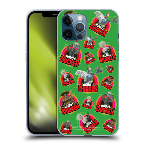Robot Chicken Graphics Icons Soft Gel Case for Apple iPhone 12 Pro Max