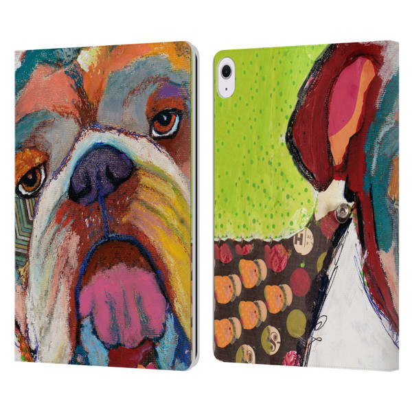 Michel Keck Dogs Bulldog Leather Book Wallet Case Cover For Apple iPad Air 13 2024