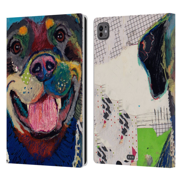Michel Keck Dogs Rottweiler Leather Book Wallet Case Cover For Apple iPad Pro 11 M4 2024