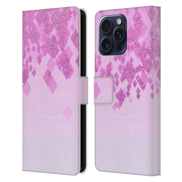 LebensArt Patterns 2 Pink Pastel Glitter Leather Book Wallet Case Cover For Apple iPhone 16 Pro Max