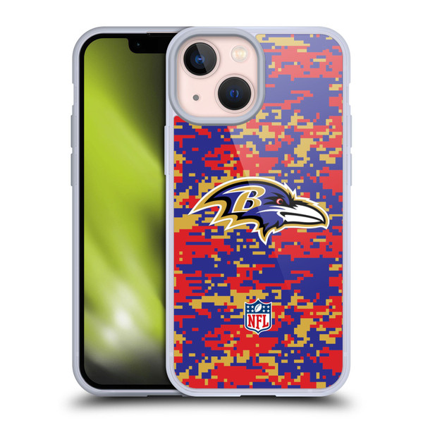 NFL Baltimore Ravens Graphics Digital Camouflage Soft Gel Case for Apple iPhone 13 Mini
