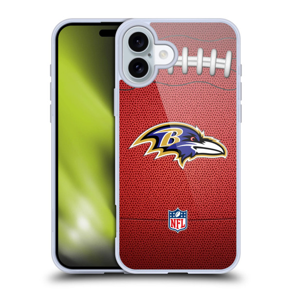 NFL Baltimore Ravens Graphics Football Soft Gel Case for Apple iPhone 16 Plus