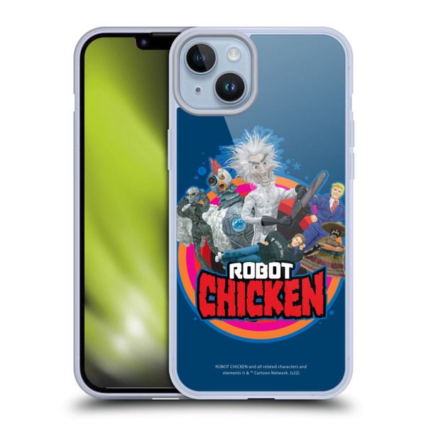 Robot Chicken Graphics Characters Soft Gel Case for Apple iPhone 14 Plus