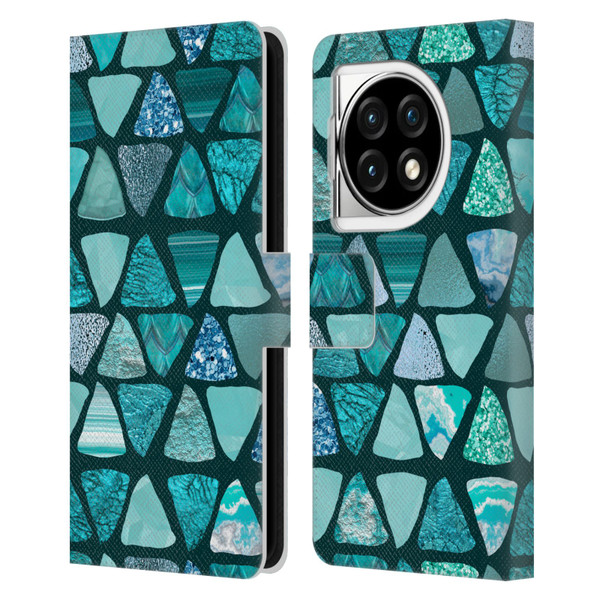 LebensArt Patterns 2 Teal Triangle Leather Book Wallet Case Cover For OPPO OnePlus Ace 3 5G