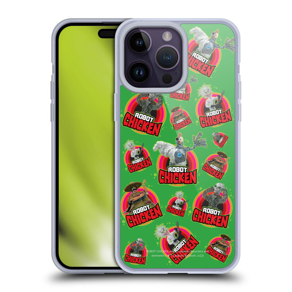 Robot Chicken Graphics Icons Soft Gel Case for Apple iPhone 14 Pro Max