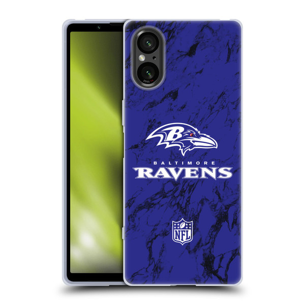 NFL Baltimore Ravens Graphics Coloured Marble Soft Gel Case for Sony Xperia 5 V 5G