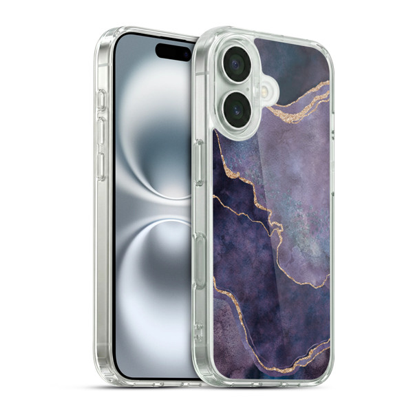 LebensArt Mineral Marble Purple Soft Gel Case for Apple iPhone 16 & MagSafe