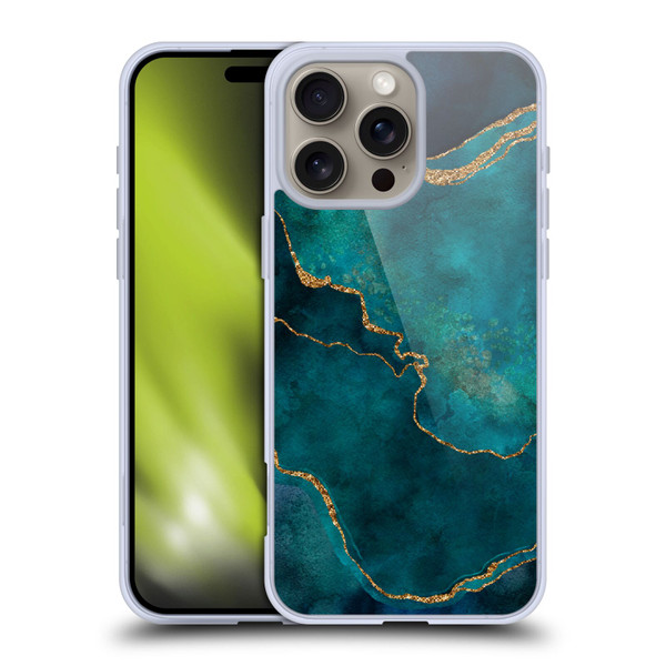 LebensArt Mineral Marble Glam Turquoise Soft Gel Case for Apple iPhone 16 Pro Max